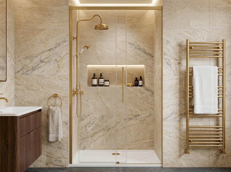 LUXOR GOLD MATT sprchové dveře 1400mm, čiré sklo GU1214G