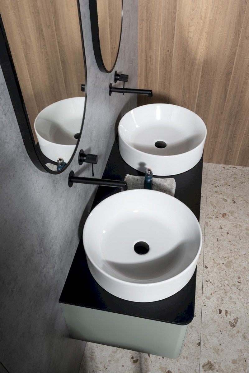 KUBE X keramické umyvadlo na desku, průměr 45cm, bílá ExtraGlaze 942711