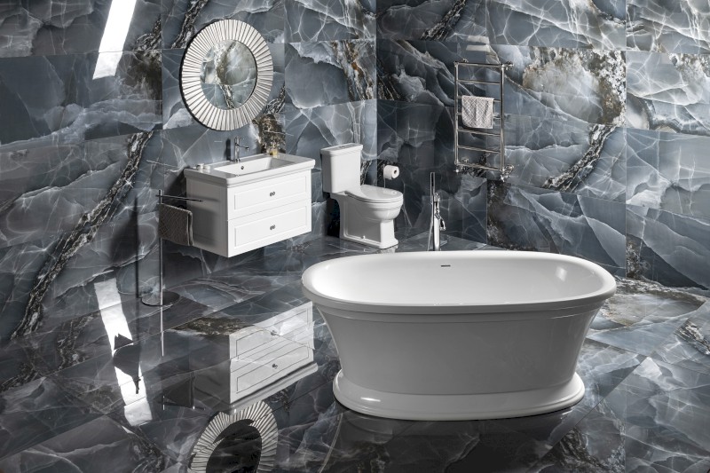 VELIA volně stojící vana litý mramor 167x83x62,5cm, bílá 92230