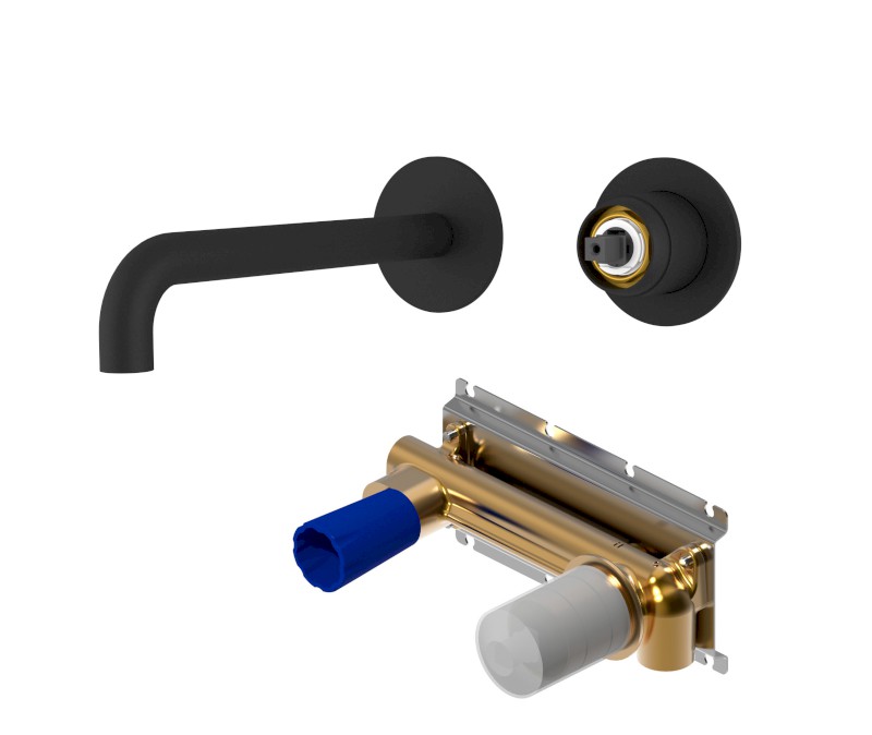 ULTRAMIX tělo podomítkové dvouprvkové umyvadlové baterie, hubice 20cm, černá mat UT018B-1