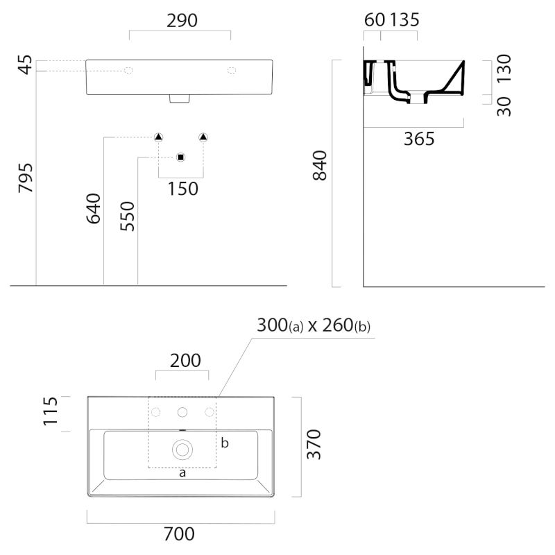 KUBE X keramické umyvadlo 70x37cm, bez otvoru, bílá ExtraGlaze 9455011