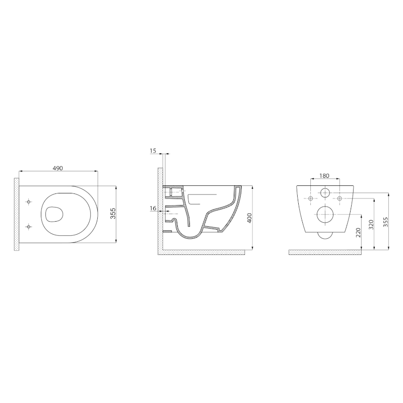 LUNA závěsná WC mísa, Vortex Rimless, 35,5x49cm, bílá 201.331.4