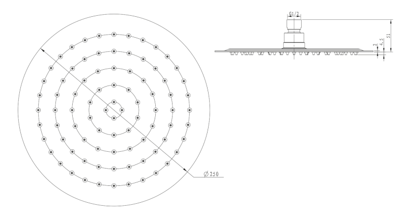 SLIM hlavová sprcha, průměr 250mm, nerez lesk MS574