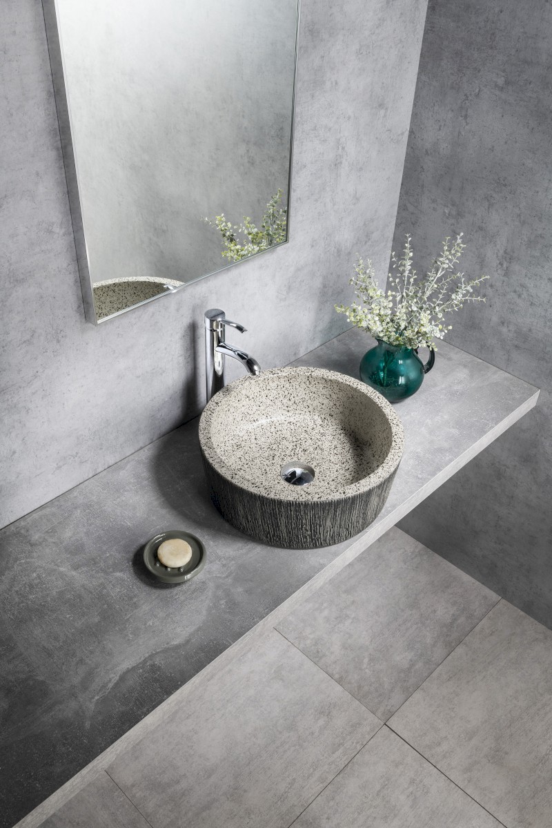 PRIORI keramické umyvadlo na desku, Ø 41cm, granit PI035