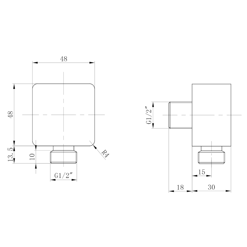 Vývod sprchy, 48x48mm, chrom SC331