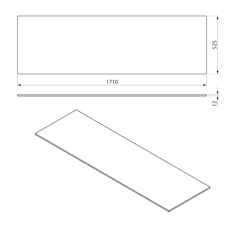 LOREA deska Rockstone 171x1,2x52,5cm, black attica LE170-0598