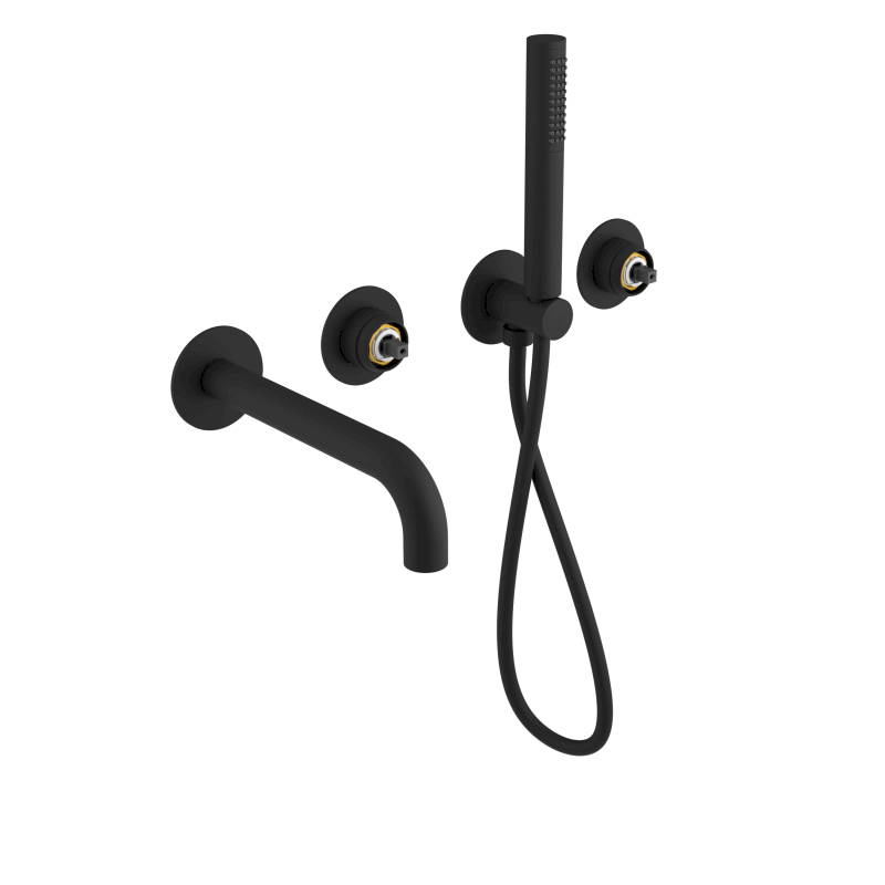 ULTRAMIX tělo podomítkové vanové baterie s hubicí a ruční sprchou, 2 výstupy, černá mat UT093B-1