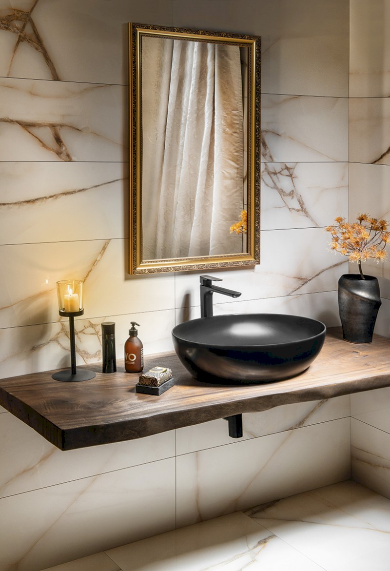 PURA keramické umyvadlo na desku 60x42cm, černá mat 884226