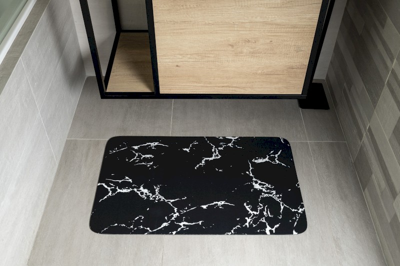 Koupelnová předložka 50x80cm, absorpční, černá/mramor PCD011