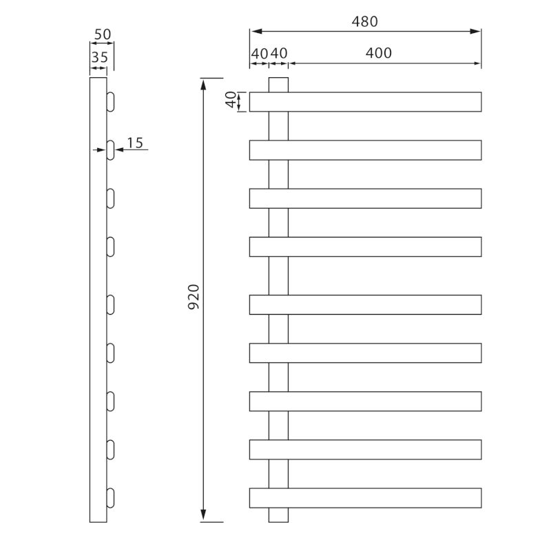 ELCOR elektrický sušák ručníků 480x920x50 mm, 128 W, bílá mat EB450