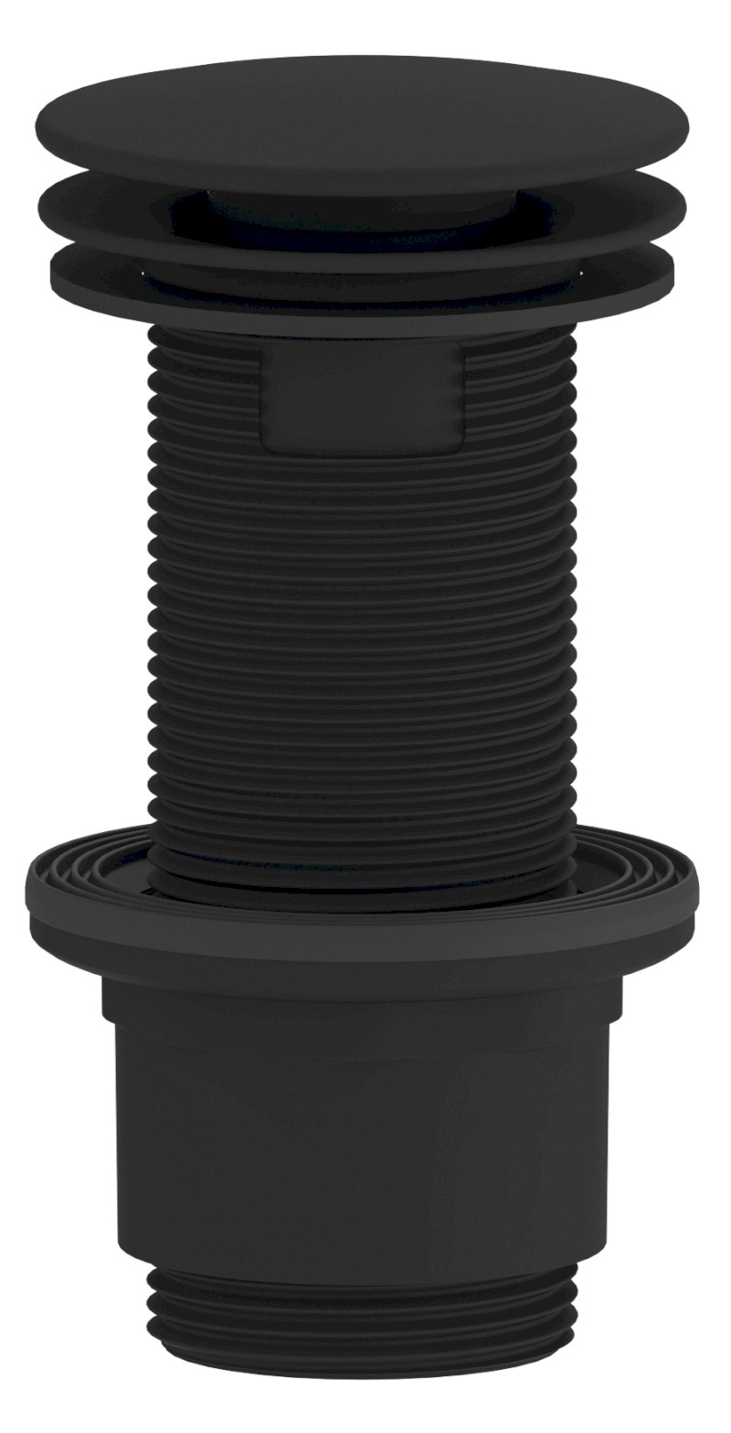 Umyvadlová výpust 5/4“, neuzavíratelná, velká zátka, 10-80mm, ABS/černá mat CV1232B