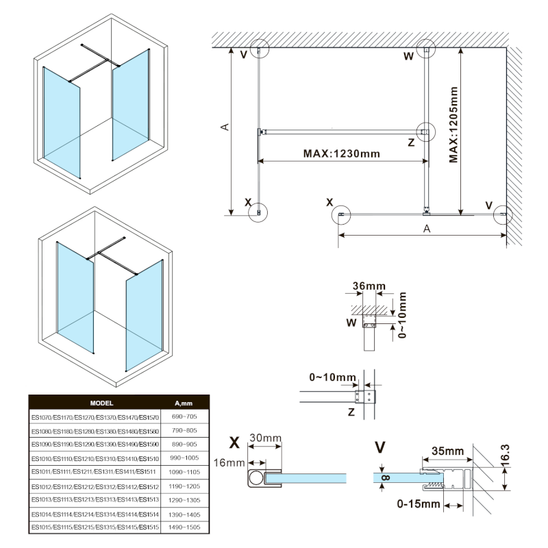 ESCA kouřové matné sklo 1267x2100mm ES1413