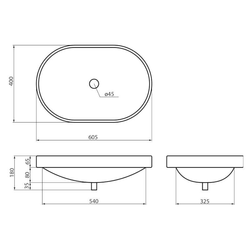 LIMA keramické umyvadlo, zápustné 59,5x39,5 cm, bílá BH7022