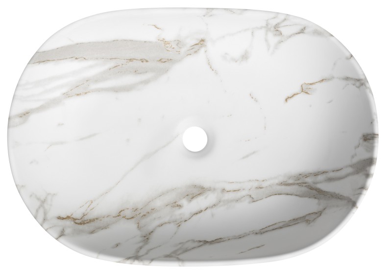 CALEO keramické umyvadlo na desku, 60x42cm, bianco carrara CA590BC