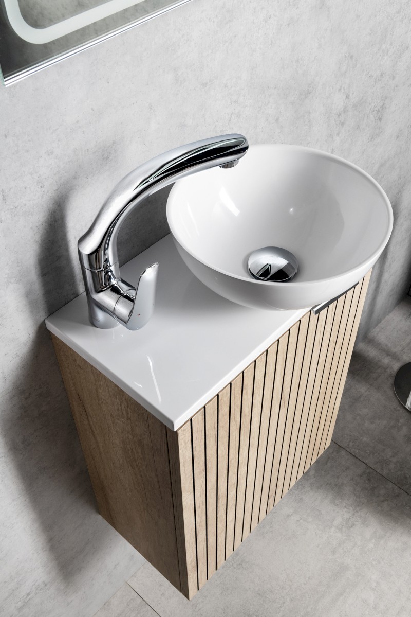 MINOR umývátko na desku, litý mramor, Ø 26cm, bílá MR260