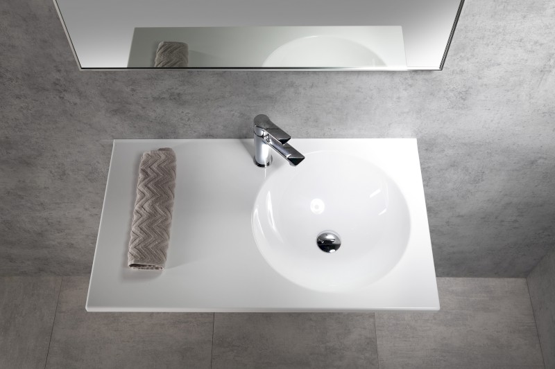 JUNO umyvadlo, litý mramor, 80x47cm, pravé, bílá JU081