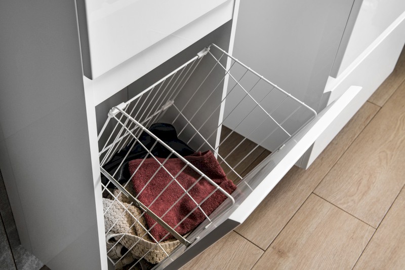 ALTAIR vysoká skříňka s košem 40x184x31cm, levá, bílá AI185L