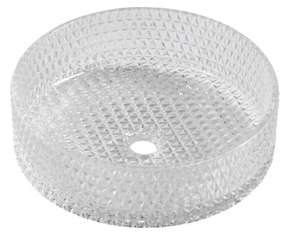 MARAGUA skleněné gravírované umyvadlo na desku Ø 39,5cm, čirá TY214CL