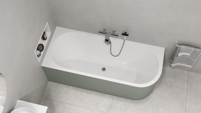 VIVA L MONOLITH asymetrická vana 180x75x60cm, bílá/verde 72099M.44