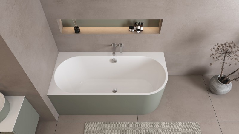 ASTRA L MONOLITH asymetrická vana 160x75x60cm, bílá/verde 33611M.44