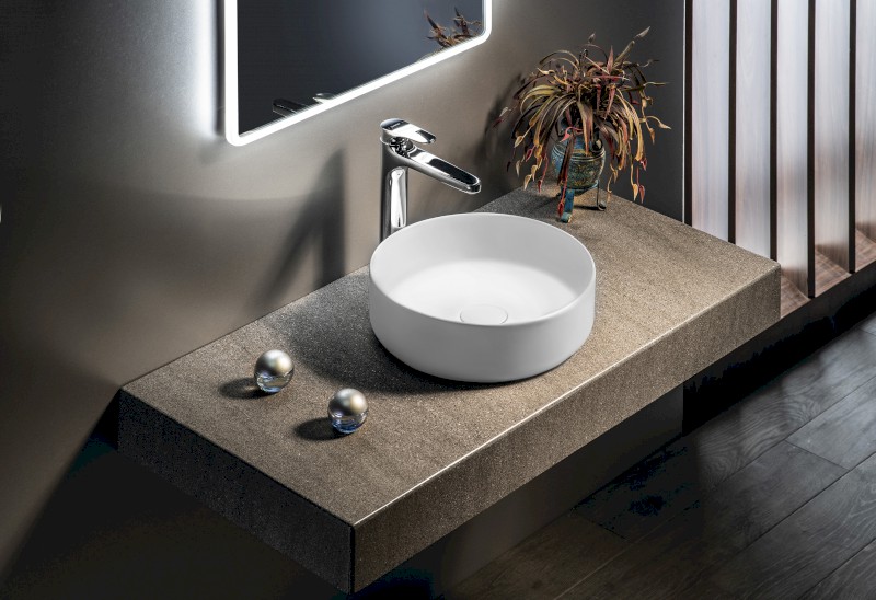 INFINITY ROUND keramické umyvadlo na desku, průměr 36cm, bílá mat 10NF65036-2L