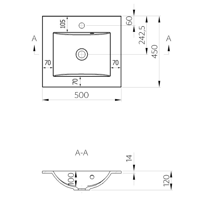 YUKON umyvadlo, litý mramor, 50x45cm, bílá YU050