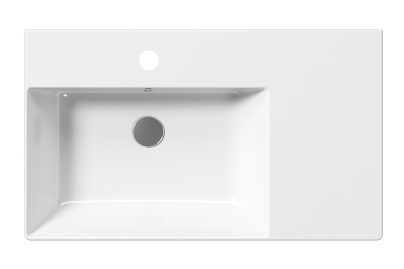KUBE X keramické umyvadlo 80x47cm, s odkládací plochou vpravo, bílá ExtraGlaze 9456111