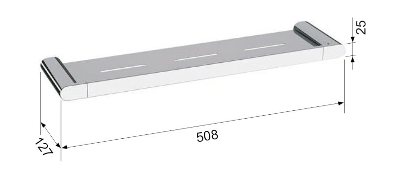 FLORI polička 508x25x127mm, černá mat RF016/15