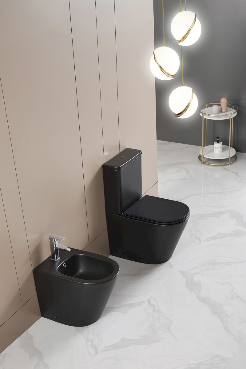 PACO WC kombi, Rimless, spodní/zadní odpad, černá mat PC1012WRB