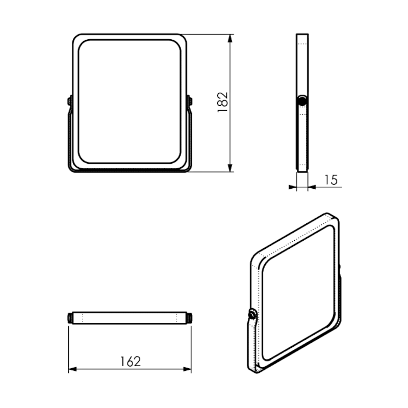 MIDORI kosmetické zrcátko na postavení, 162x185mm, oboustranné, černá/bambus 2106