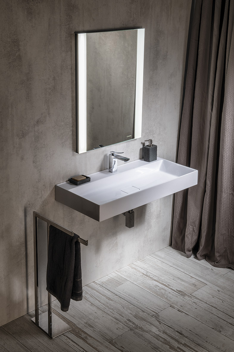 GODIVA umyvadlo, litý mramor, 96x44cm, bílá GU096