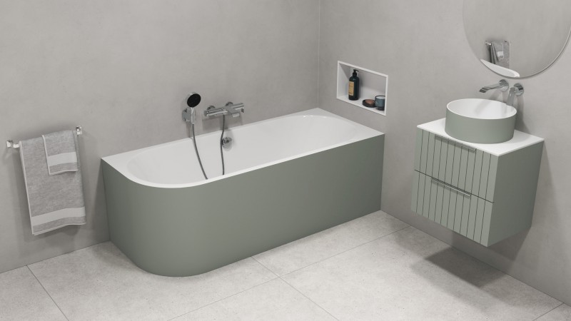 VIVA R MONOLITH asymetrická vana 170x75x60cm, bílá/verde 78119M.44