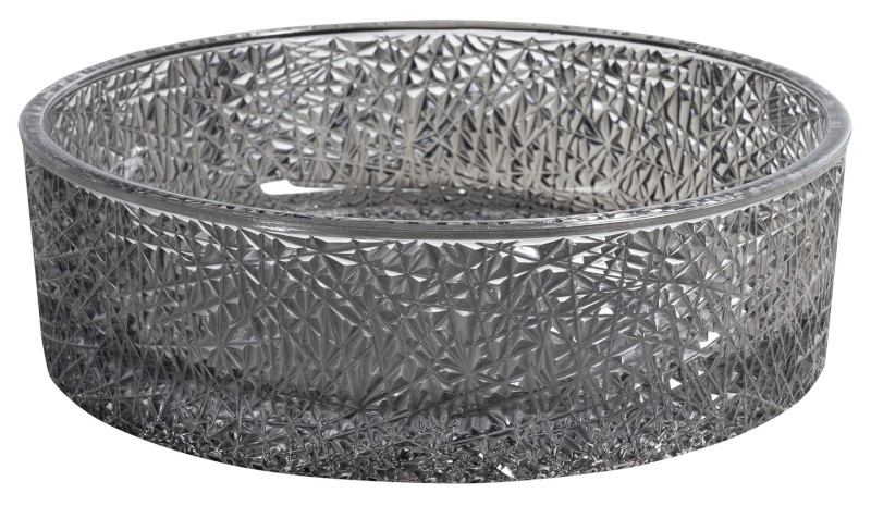 ERSEL skleněné gravírované umyvadlo na desku Ø 39,5cm, černá TY323B