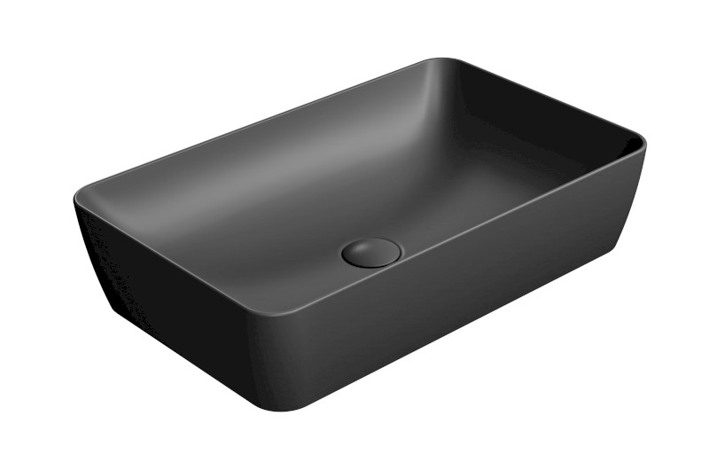 NUBES keramické umyvadlo na desku 60x38cm, černá mat 903626