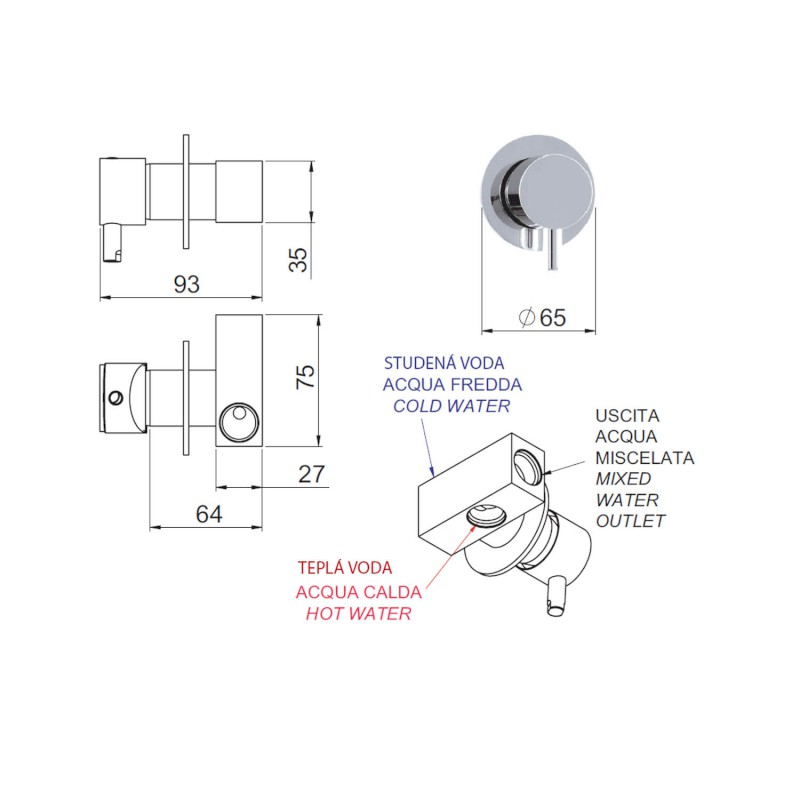 RHAPSODY podomítková bidetová baterie, 1 výstup, chrom 5540