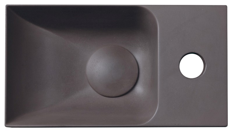 PICCOLINO betonové umývátko 30,8x17cm, baterie vpravo, tmavě hnědá mat PK30515