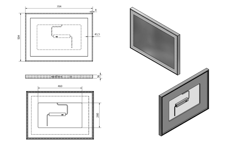 LUMINAR zrcadlo s LED osvětlením v rámu 70x50cm, chrom NL556