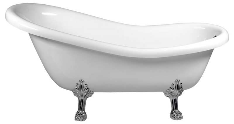 RETRO volně stojící vana 147x69,5x67,5cm, nohy chrom mat, bílá 85316