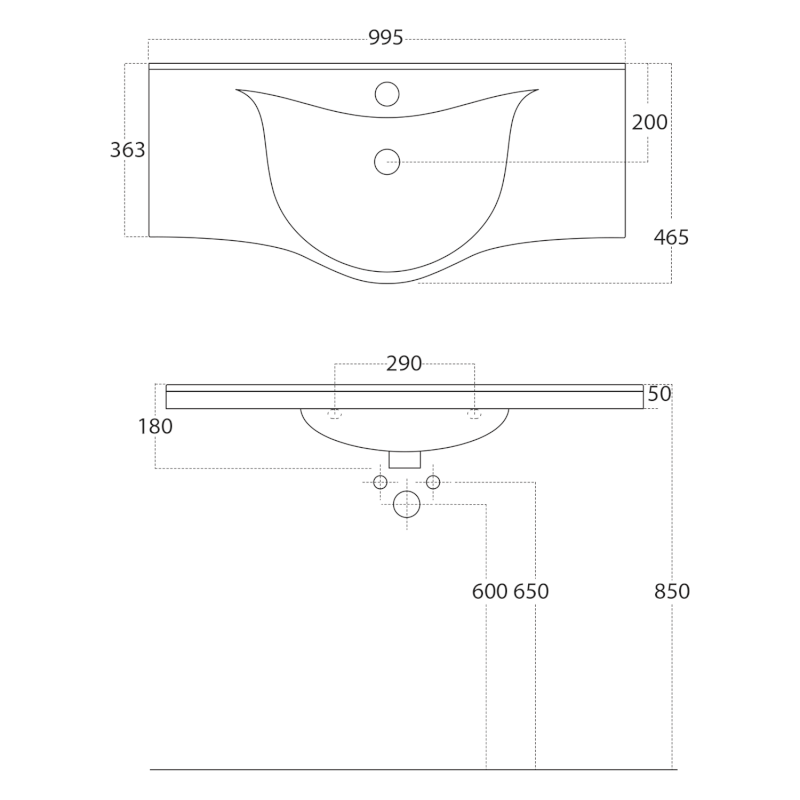 ZARA 100 keramické umyvadlo nábytkové 99,5x46,5cm, bílá 10100