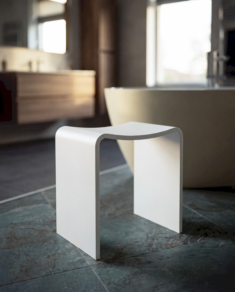 KORAL koupelnová stolička 40x43x30cm, solid surface, bílá mat WF462