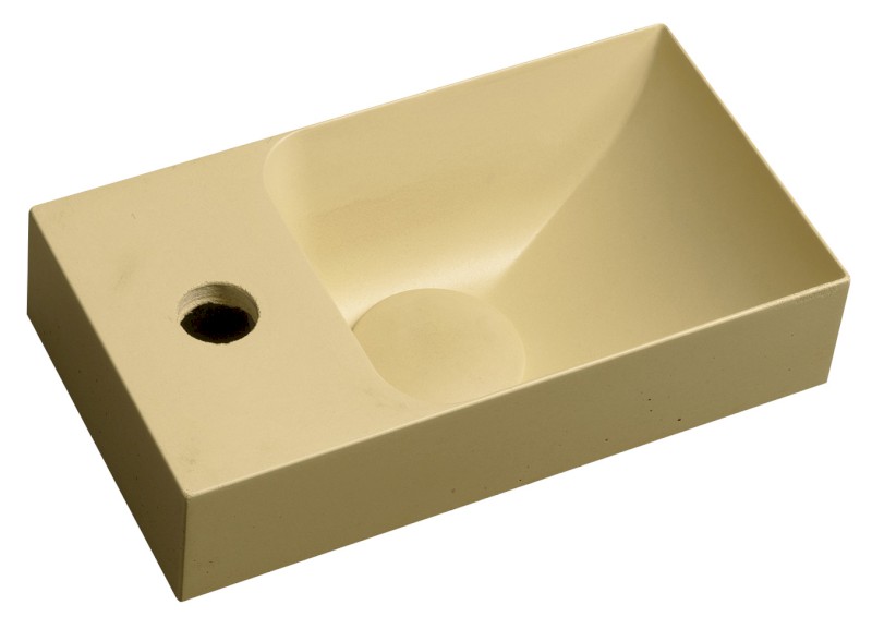 PICCOLINO betonové umývátko 30,8x17cm, baterie vlevo, žlutá mat PK30022