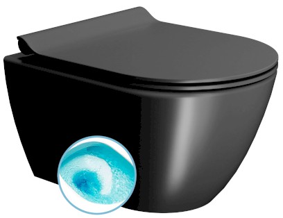 PURA závěsná WC mísa, Swirlflush, 36x50cm, černá dual-mat 881626