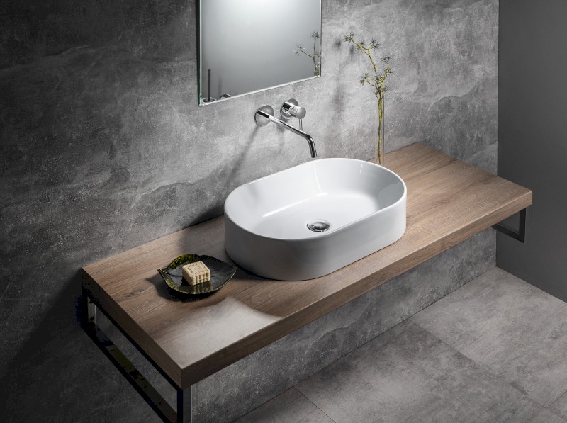 KUBE X keramické umyvadlo na desku, 60x37cm, oválné, bílá ExtraGlaze 945811