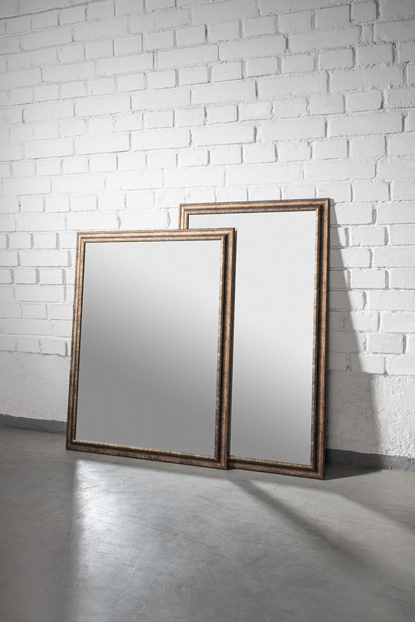 ROMINA zrcadlo v dřevěném rámu 58x98cm, bronzová patina NL398