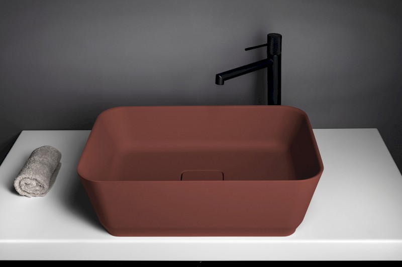 BANERA SQUARE umyvadlo na desku, litý mramor, 50x36cm, hnědá mat 14596.71