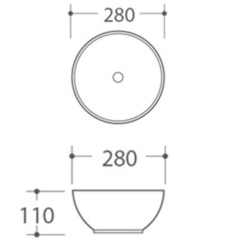 ASTER keramické umývátko na desku, Ø 28cm, bílá AR499
