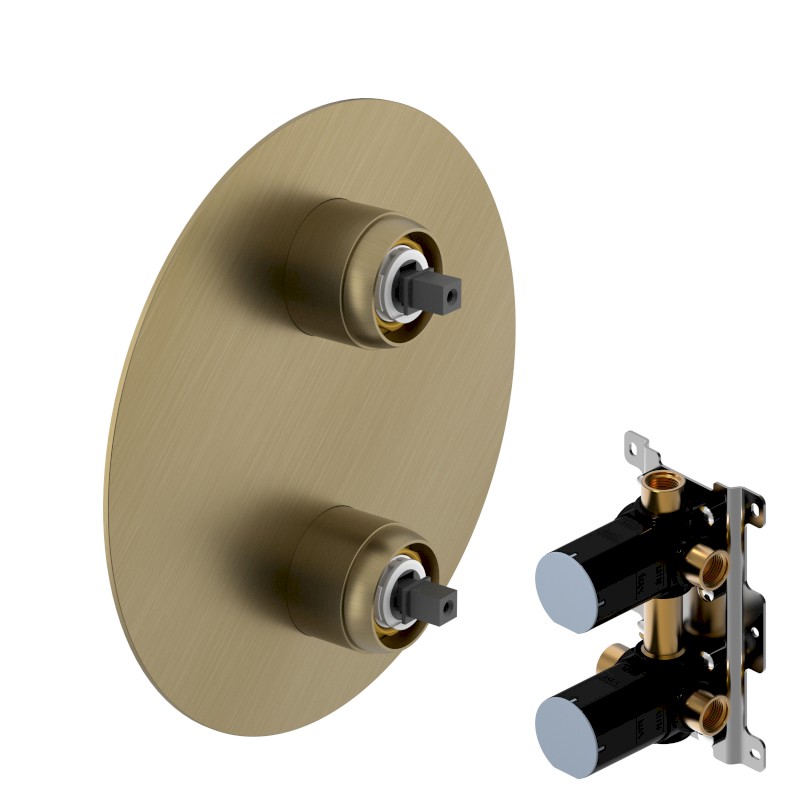 ULTRAMIX tělo podomítkové sprchové baterie, 2 výstupy, otočný přepínač, zlato mat UT043G-1