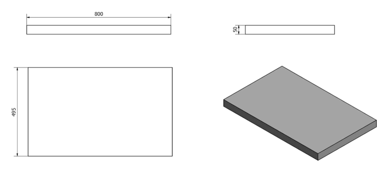 AVICE deska pod umyvadlo 80x50cm, tl.5cm, cement AV087
