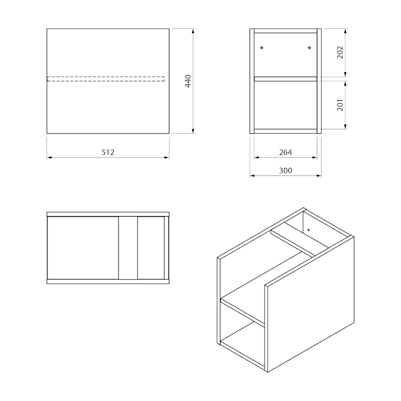 LOREA skříňka spodní policová 30x44x51,2cm, bílá mat LE025-3131