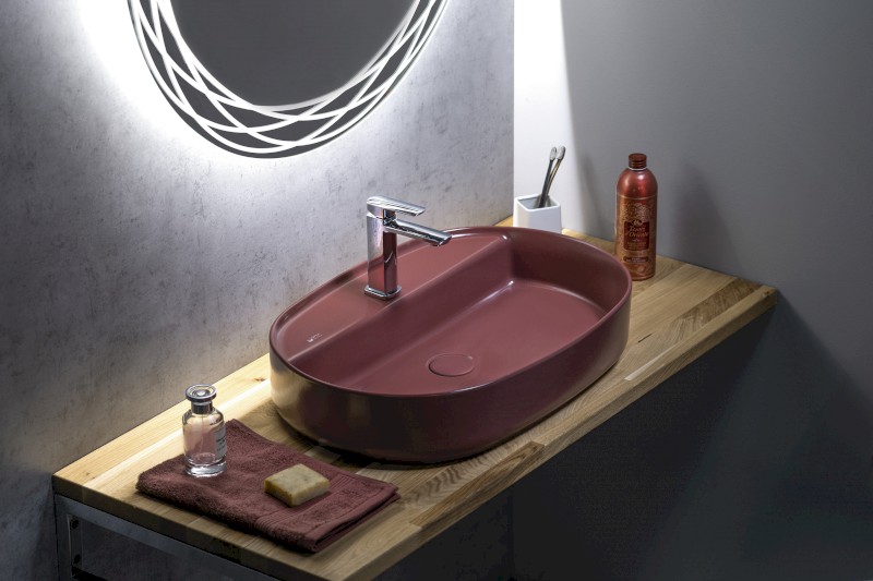 INFINITY OVAL keramické umyvadlo na desku, 60x40cm, maroon red 10NF65060-2R